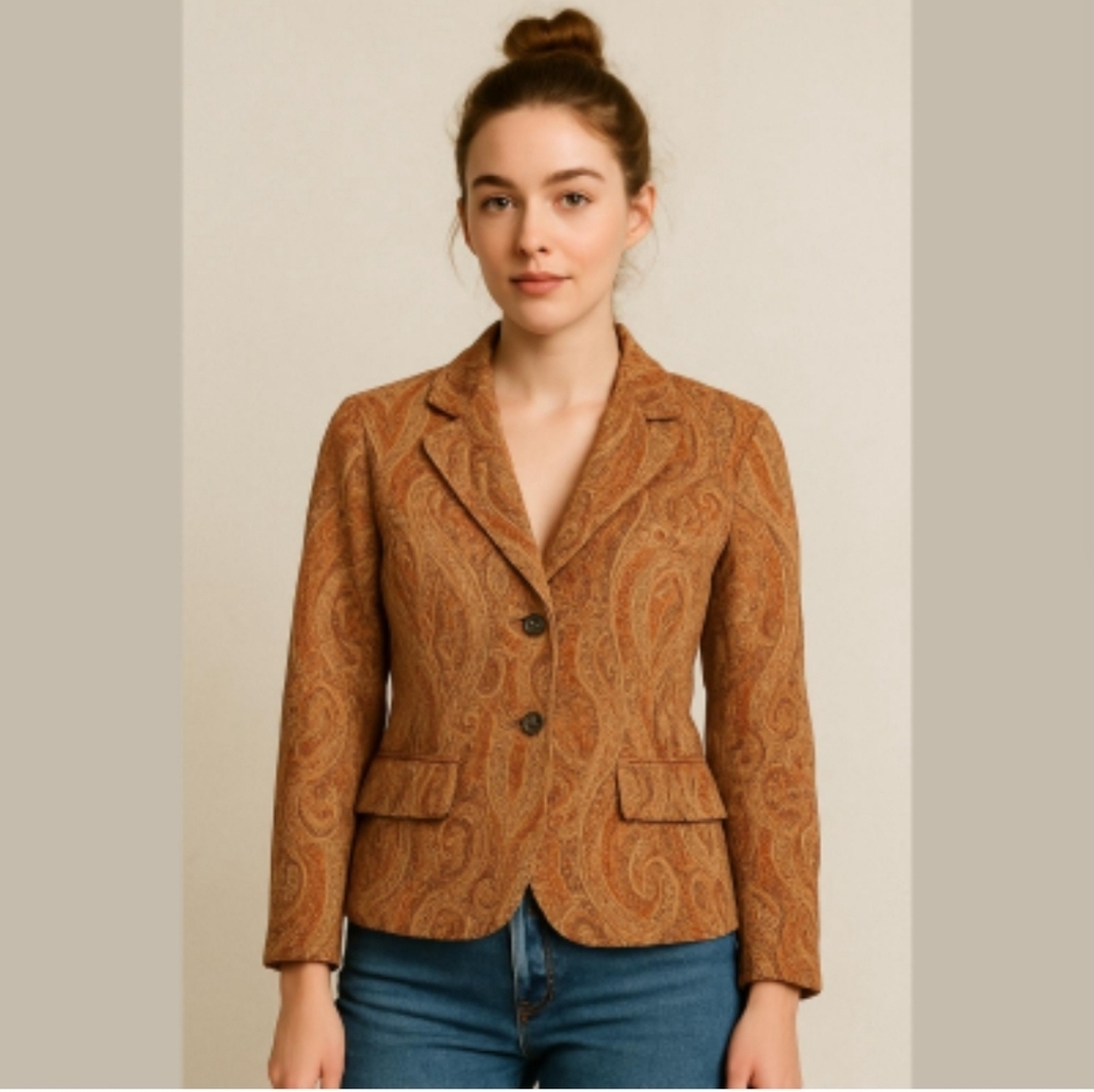 🥑Vintage Haggar Tapestry blazer Paisley Button up Jacquard Blazer Boho Chic